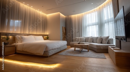 Modern bedroom interior with transparent background