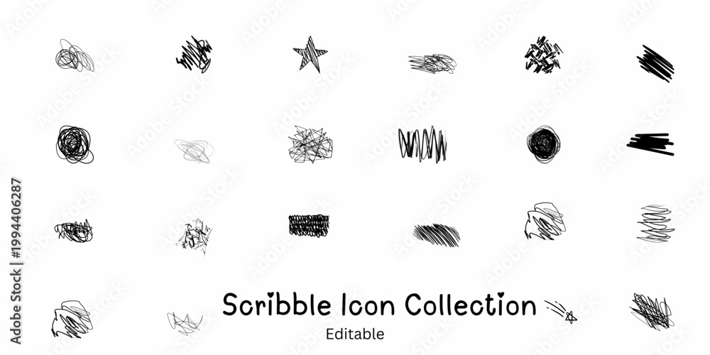 Fototapeta premium Mental Health and Brain Scribble Icon Collection – Minimalist Abstract Thought Sketches and Confusion Concept Line Art Set
