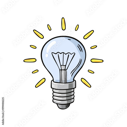 Bright idea glowing light bulb representing innovation and inspiration brightly lit