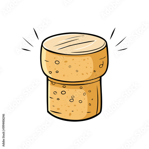 Cartoon cork stopper illustration symbolizing celebration or opening bottles