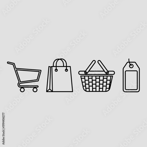 Shopping icons for online retail store.