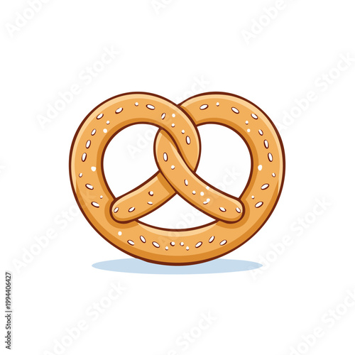 Crispy Golden Pretzel Baked Snack with Sprinkled Salt Dots Isolated