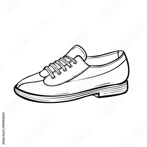 Classic Mens Leather Oxford Shoe Line Drawing Simple Outline