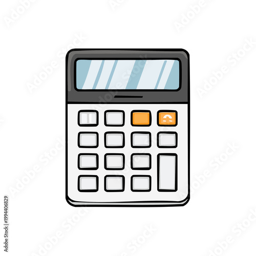 Simple cartoon calculator with display and buttons for calculations