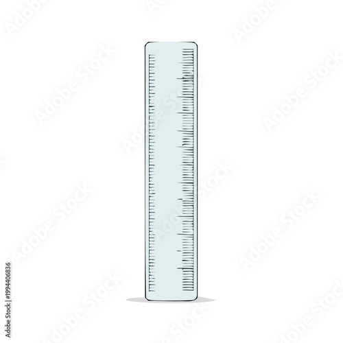 A simple light blue ruler with clear measurement markings for education and measurement tasks