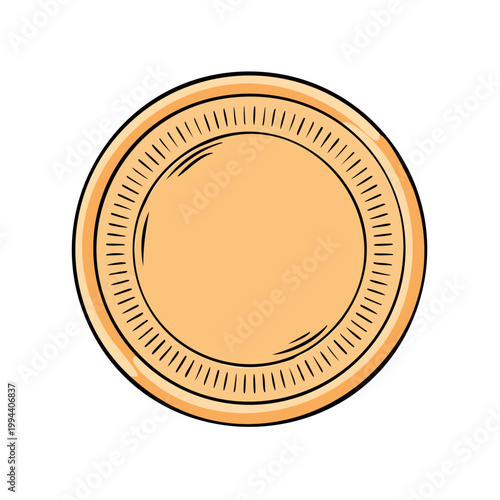 Simple Illustration of a Blank Golden Coin with Textured Edges and a Clean Center