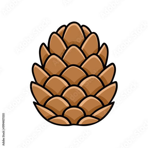 Stylized pinecone illustration with layered scales and brown color palette for nature and seasonal themes