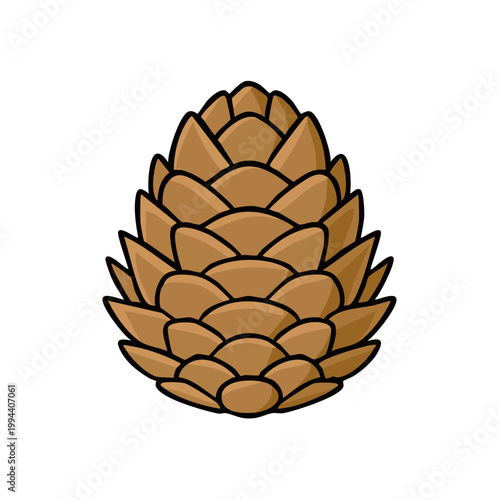 Pine Cone Isolated Graphic Illustration on White Background Natural Object