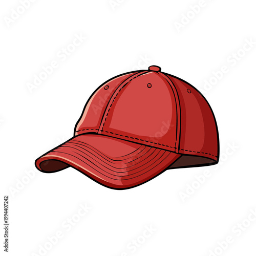 Classic Red Baseball Cap Silhouette Simple and Clean Accessory Design