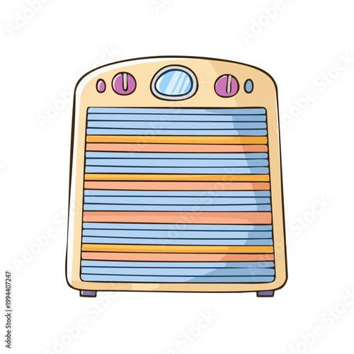 Retro styled portable personal electric fan with horizontal louvers and dial controls