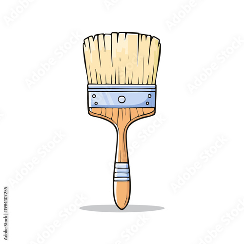 Illustrative Paintbrush with Wooden Handle and Bristles for Art and Design