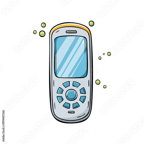Retro Mobile Phone With Buttons and Screen Illustration