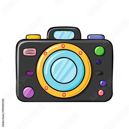 Colorful Cartoon Camera with Bright Buttons and Lens