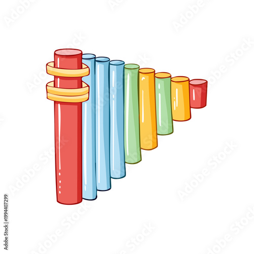 Colorful toy xylophone with a graduated scale of tubes and rings