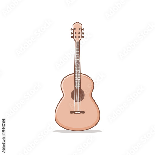 Acoustic guitar illustration with a light brown wood finish and clean lines