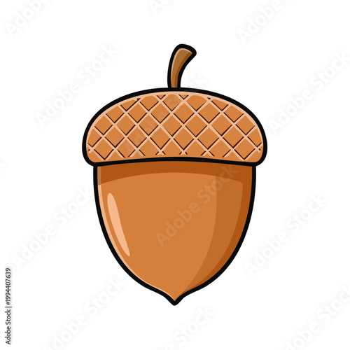 Stylized Illustration of a Brown Acorn with a Textured Cap