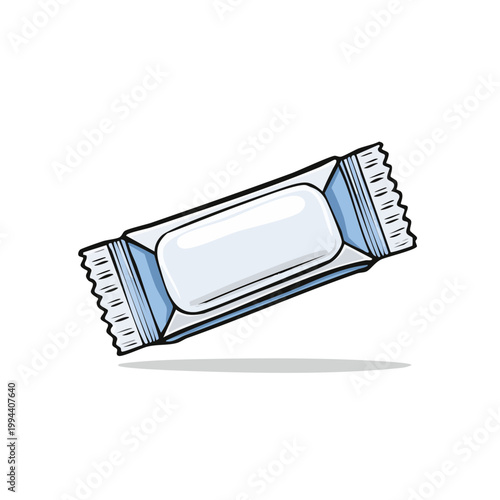 Hand Drawn Illustration of a Wrapped Candy Bar or Gum Pack