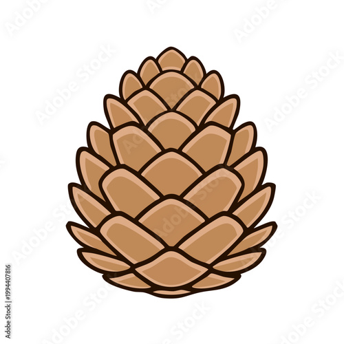 Stylized brown pine cone icon with overlapping scales and simple outline