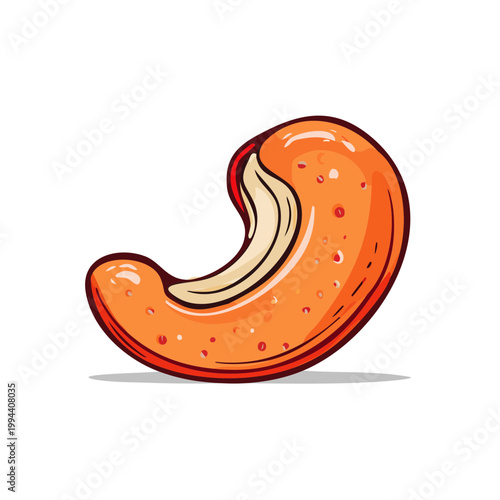Simple Orange Cashew Nut Illustration Isolated On White