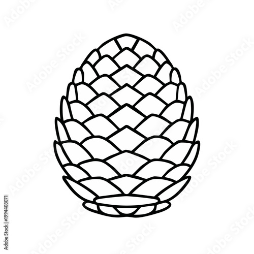 Stylized Pine Cone Outline Graphic Isolated Natural Botanical Element