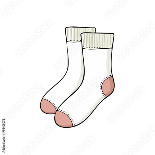 Pair of white cozy socks with pink toe and heel details cozy winter footwear comfort accessory