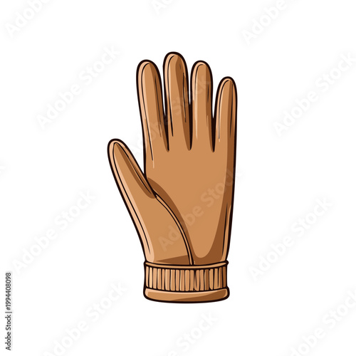 Brown Leather Glove with Ribbed Cuff Hand Protection