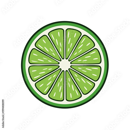 Vibrant Green Lime Slice Fruit Isolated Vector Illustration Graphic Design