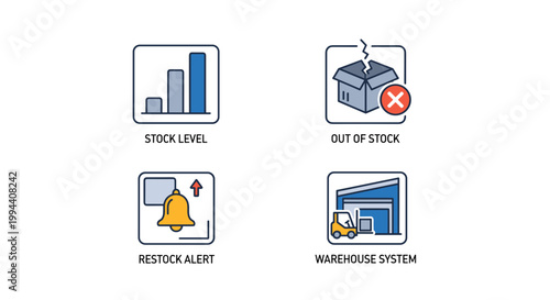 Warehouse management system icons.