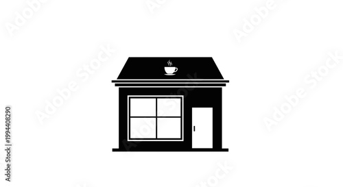 Simple black house with roof.