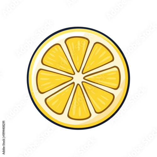 Juicy Yellow Lemon Slice Isolated Vector Illustration Healthy Food Concept