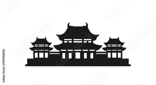 Traditional Asian Temple Architecture Design.