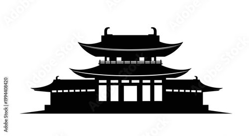 Traditional Asian Temple Building Architecture.