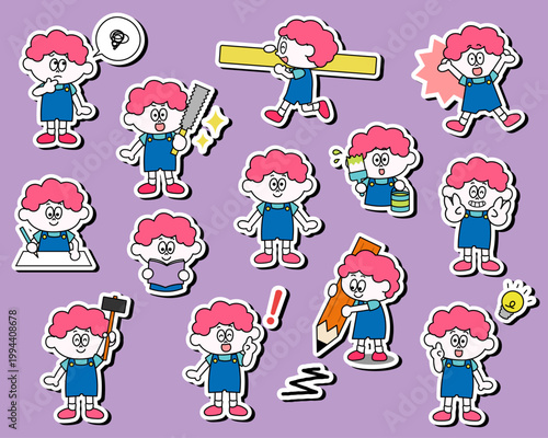 かわいい男の子のイラストセット（技術）（ベクター）