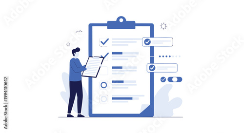 Business checklist, clipboard, to-do list, task management, office work