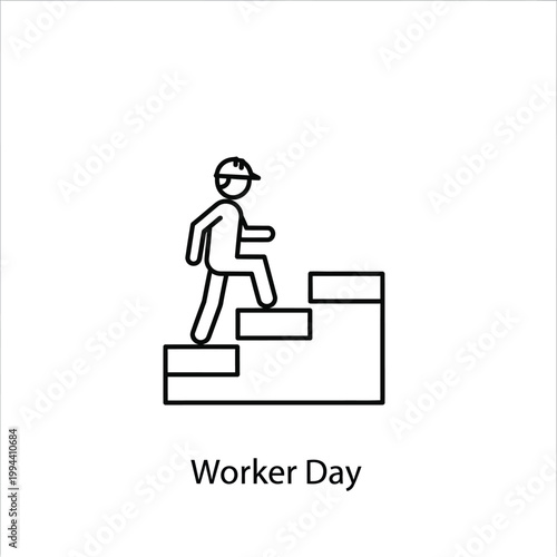 A worker climbing up the career ladder on a busy workday