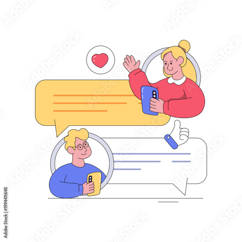 Modern design illustration of mobile chatting 