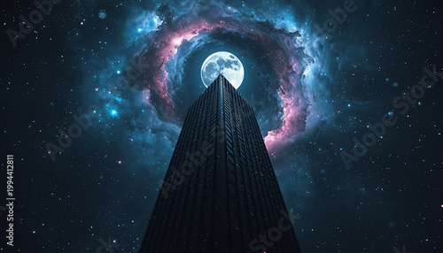 静寂の都市を照らす月光