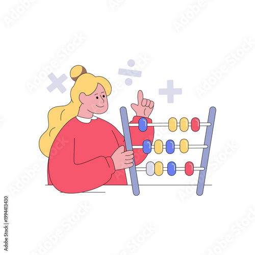     A frame of counting beads, illustration of abacus 