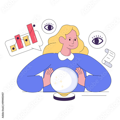 Creative design illustration of business prediction 