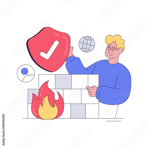 An editable design illustration of firewall
