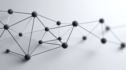 Abstract 3D Network Structure with Spheres and Lines on Soft Gray Background for Technology and Innovation Concepts