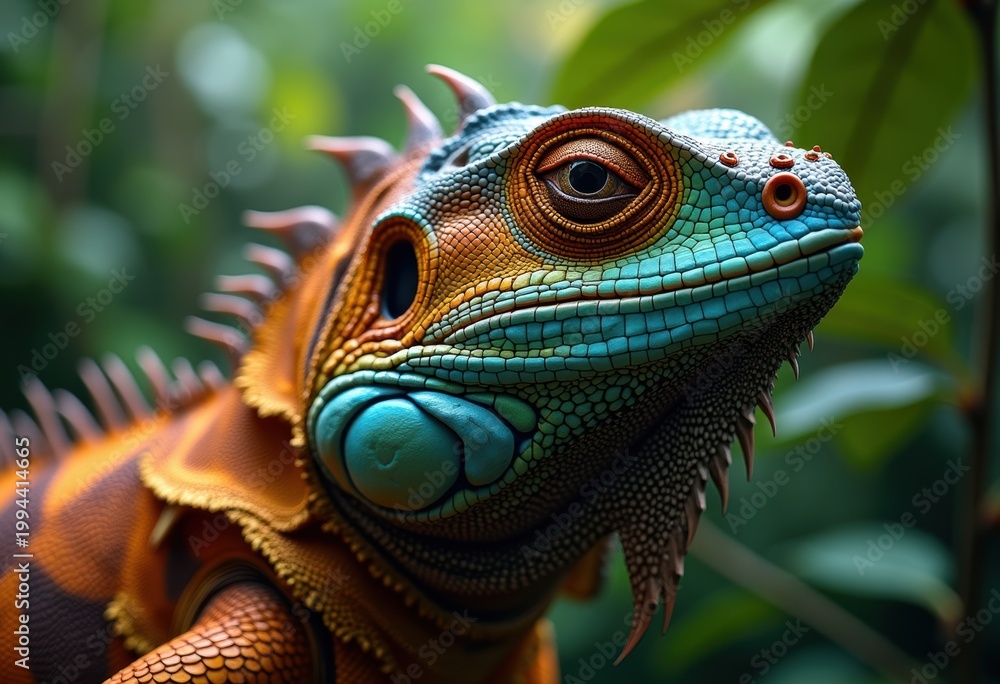 Fototapeta premium Multilayered Circular Scales Overlapping Reptile Armor in Mesmerizing Natural Composition