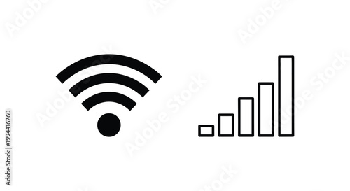 Wifi signal strength indicator with increasing bars a simple silhouette