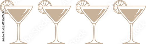 Four champagne flutes with orange slices a celebration of sparkling wine