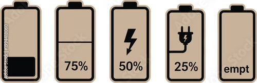Battery level indicators a visual representation of power depletion stages