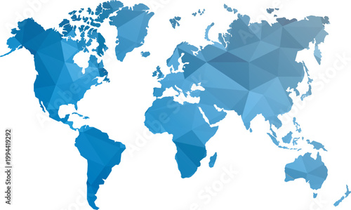 Blue Polygonal World Map for Data Visualization and Business Vector illustration