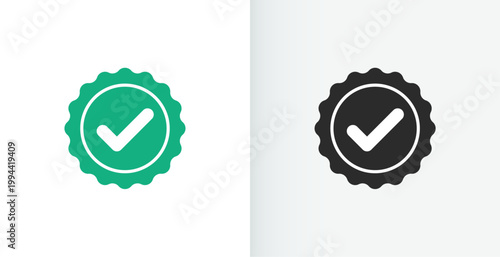 green black circular check mark tick in set