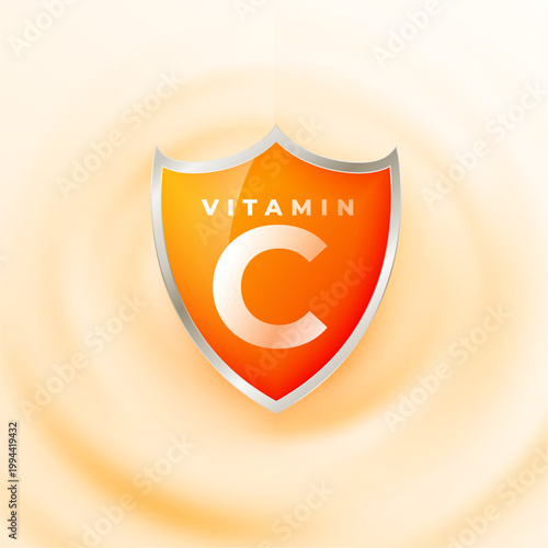 vitamin c nutrition orange shield background for healthy skin