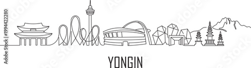Simple line art depicts Yongin's skyline