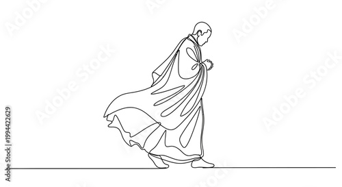 Person Wearing Long Flowing Robe Walking.